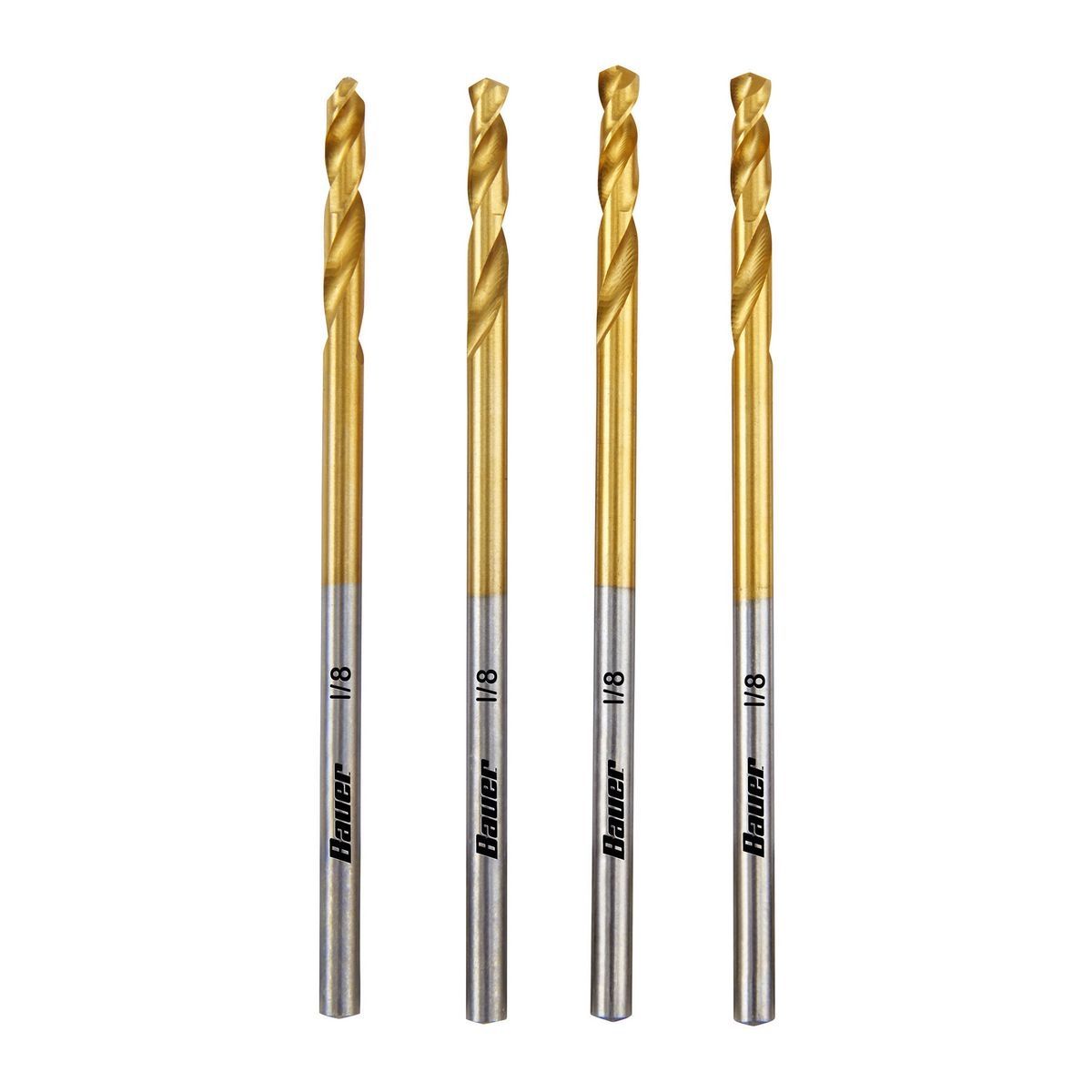 BAUER 1/8 in. Titanium Drill Bit Set, 4 Piece