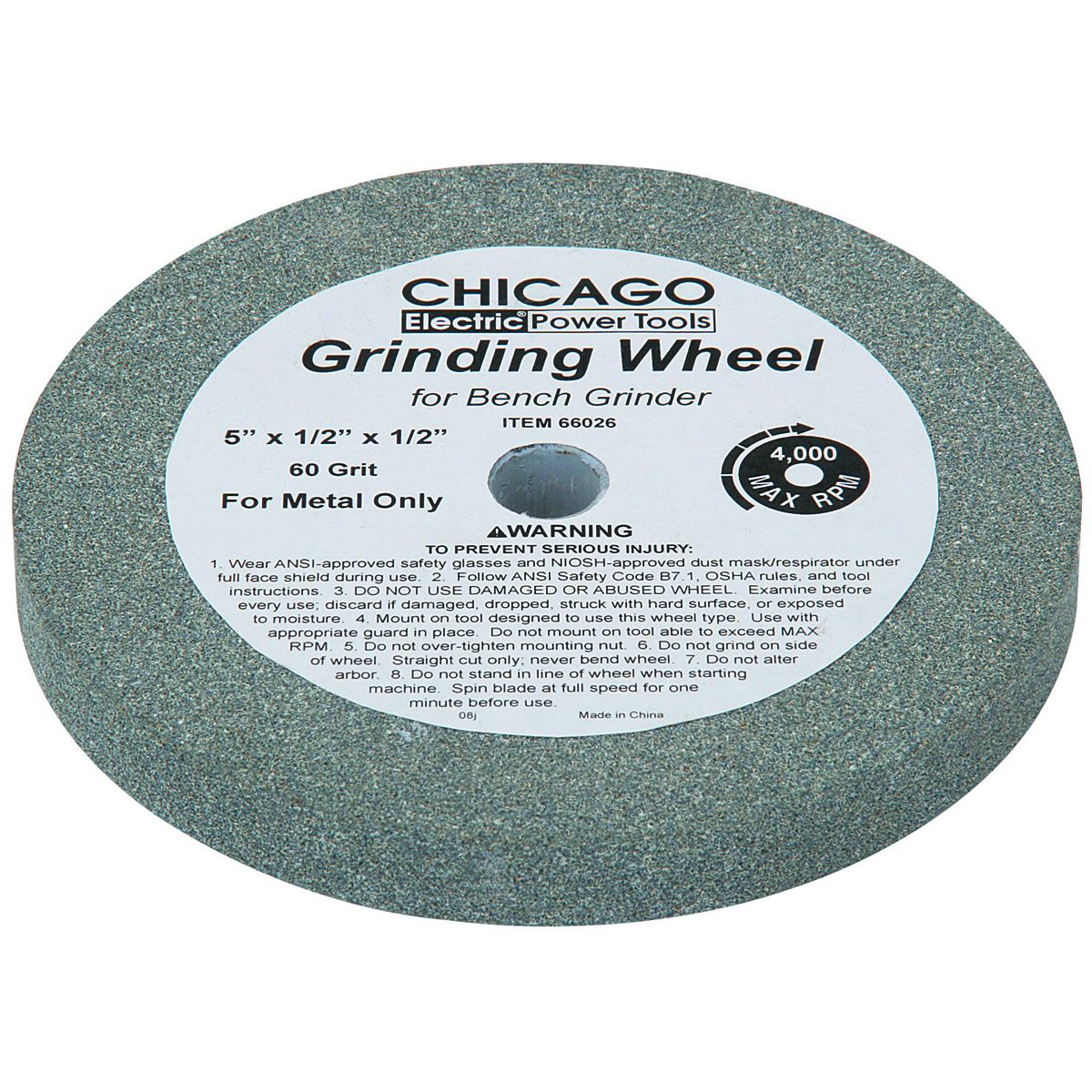 CHICAGO ELECTRIC POWER TOOLS 5" 60 Grit Grinding Wheel