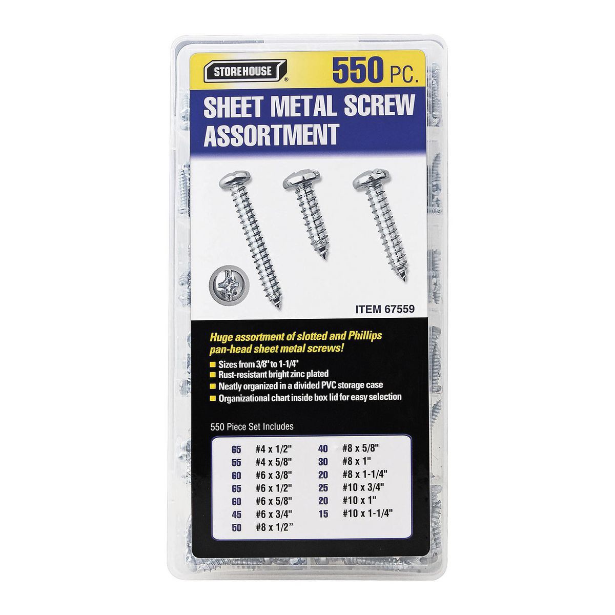 STOREHOUSE 550 Piece Sheet Metal Screw Storehouse