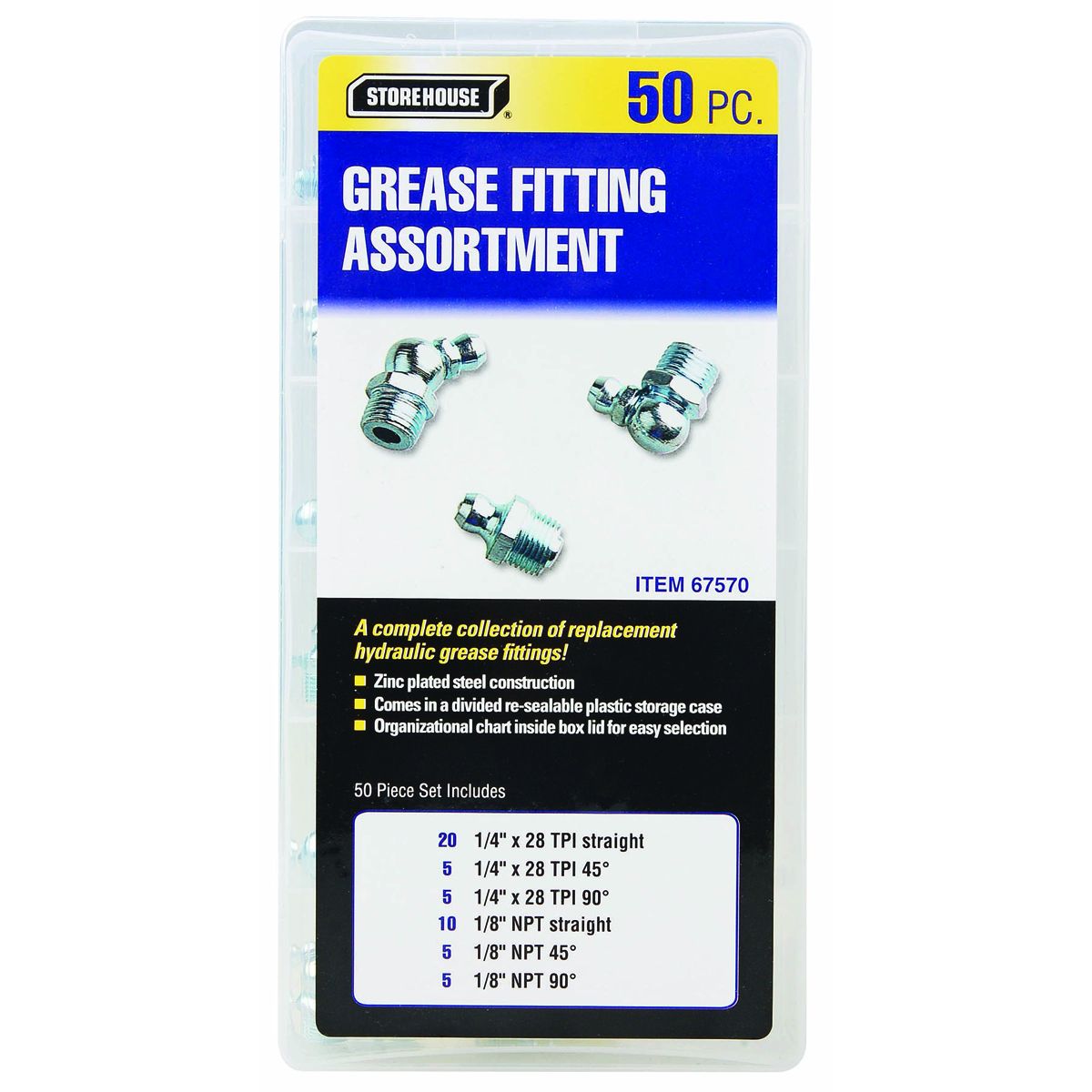 STOREHOUSE 50 Piece Grease Fitting Assortment