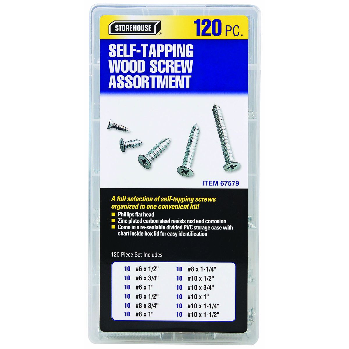 STOREHOUSE 120 Piece Self-Tapping Wood Screw Set