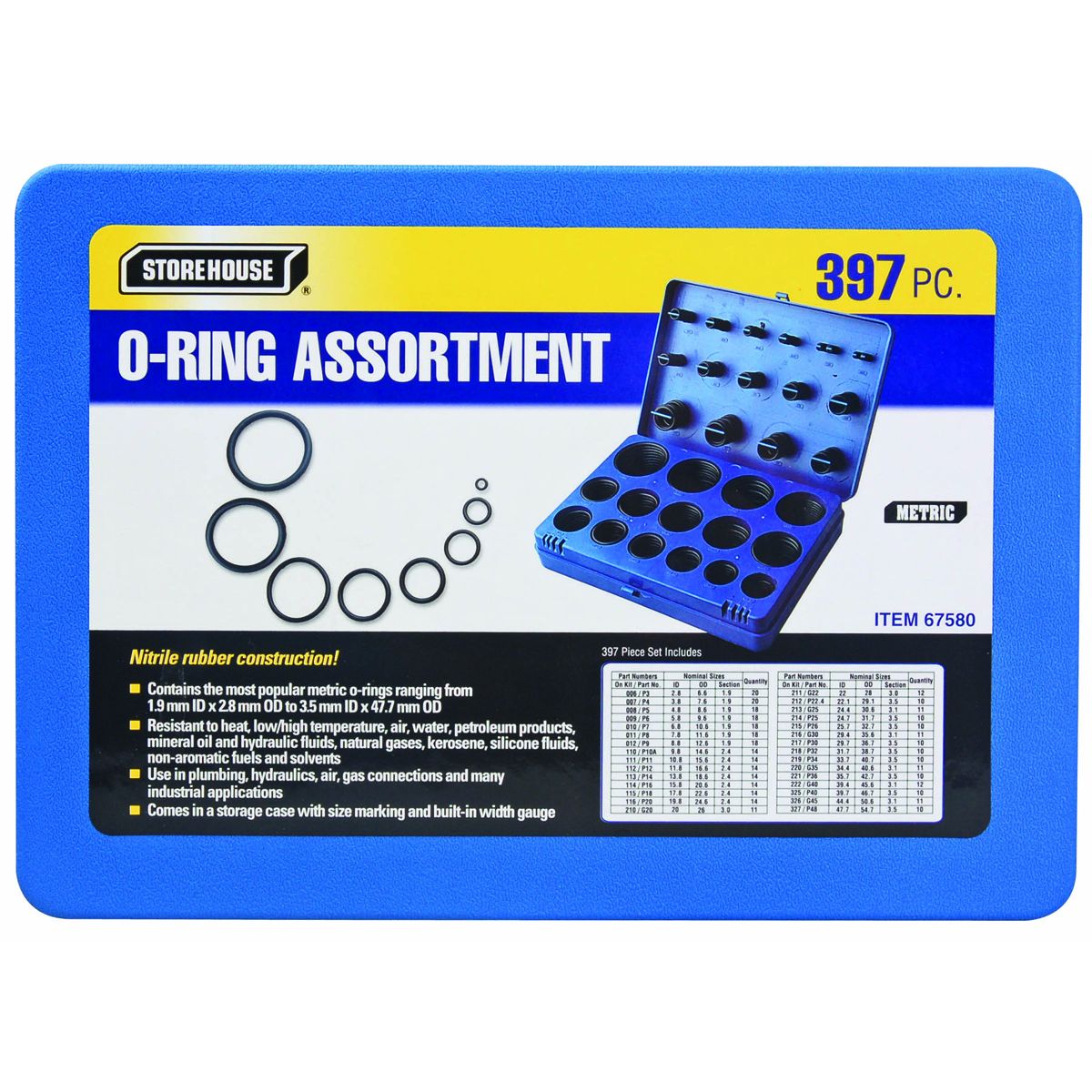 STOREHOUSE O-Ring Assortment Pack - 397 Piece Metric O-Ring Assortment