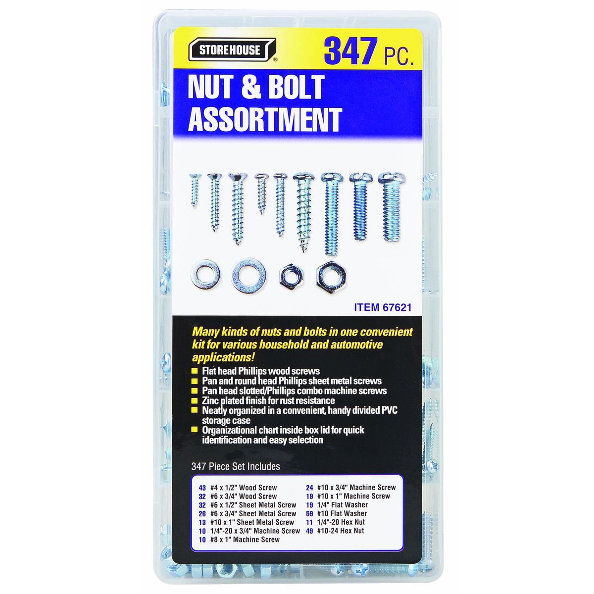 STOREHOUSE 347 Piece Nut and Bolt Assortment