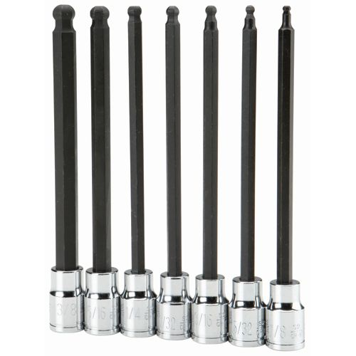 PITTSBURGH 3/8 in. Drive SAE Long Reach Ball Hex Socket Set, 7 Piece