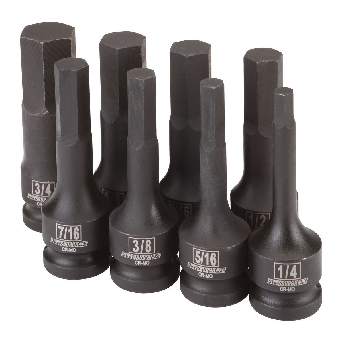 PITTSBURGH PRO 1/2 in. Drive SAE Impact Hex Socket Set, 8 Piece