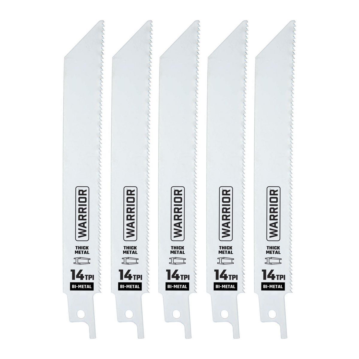 WARRIOR 6 in. 14 TPI Metal Cutting Bi-metal Reciprocating Saw Blades, 5 Pack