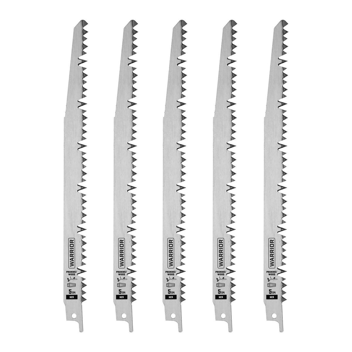 WARRIOR 9 in. 5 TPI Reciprocating Saw Pruning Blades, 5 Pack