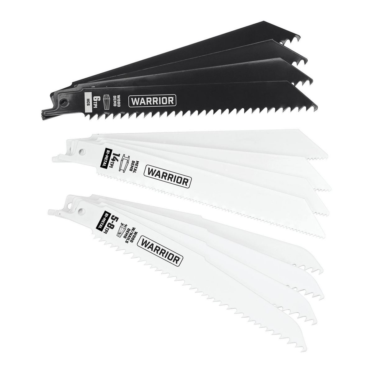 WARRIOR 6 in. General Purpose Bi-Metal Reciprocating Saw Blade Set, 12 Pack