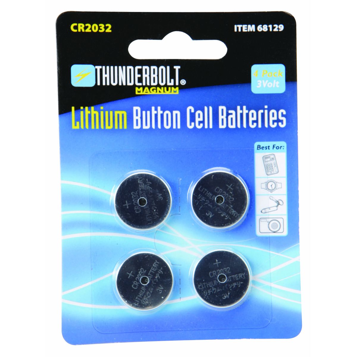 THUNDERBOLT MAGNUM CR2032 Lithium Button Cell Batteries, 4 Pack