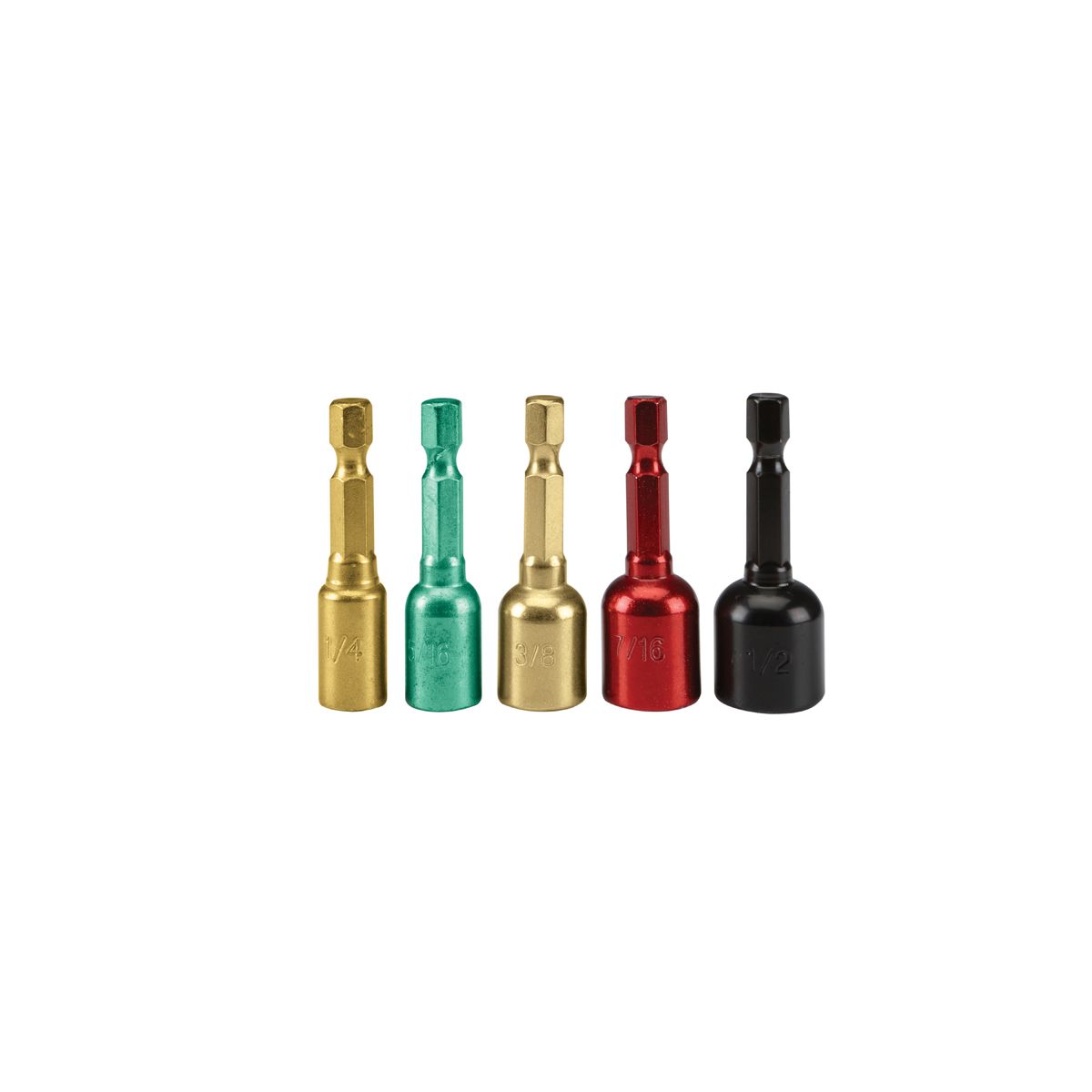 WARRIOR SAE Color Coded Quick Release Magnetic Nut Setter Set, 5 Piece