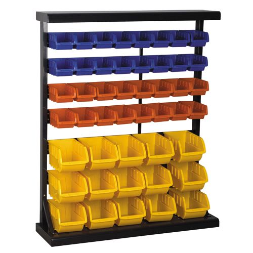 STOREHOUSE Floor Bin Rack w/ 47 Bins